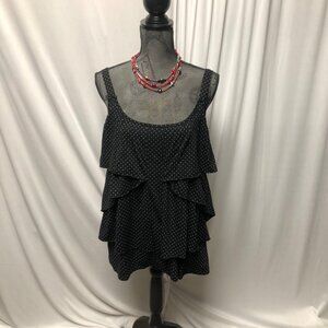French Laundry Sleeveless Top Womens Size Large Black Polka Dot Tiered Ruffle